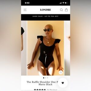 Londre ruffle shoulder one piece matte black